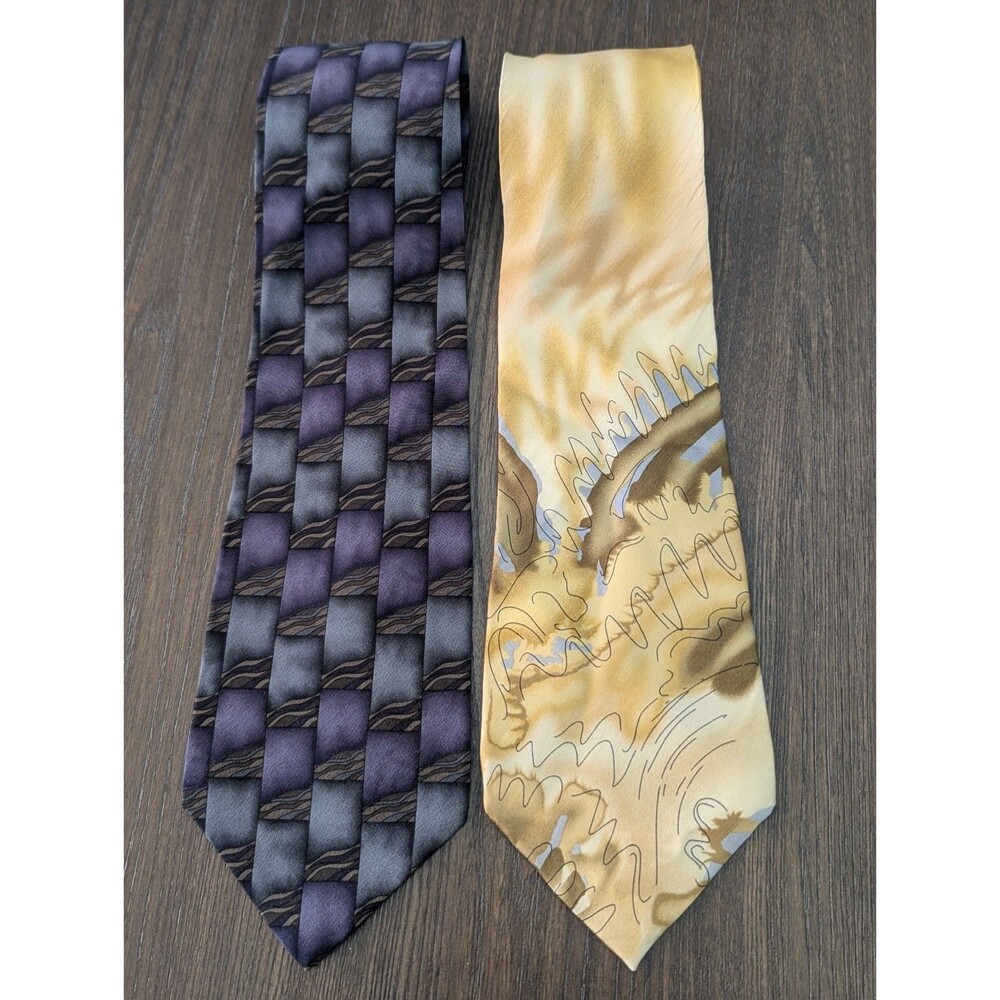 VTG Mens Silk Necktie Multicolor Grateful Dead Jerry Garcia Dadcore LOT OF 2 EUC